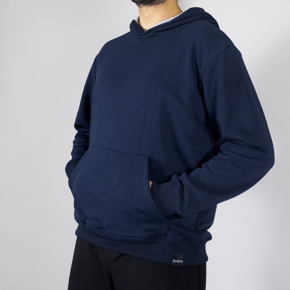 Üç İplik Şardonsuz Kapüşonlu Kanguru Cep Erkek Sweatshirt